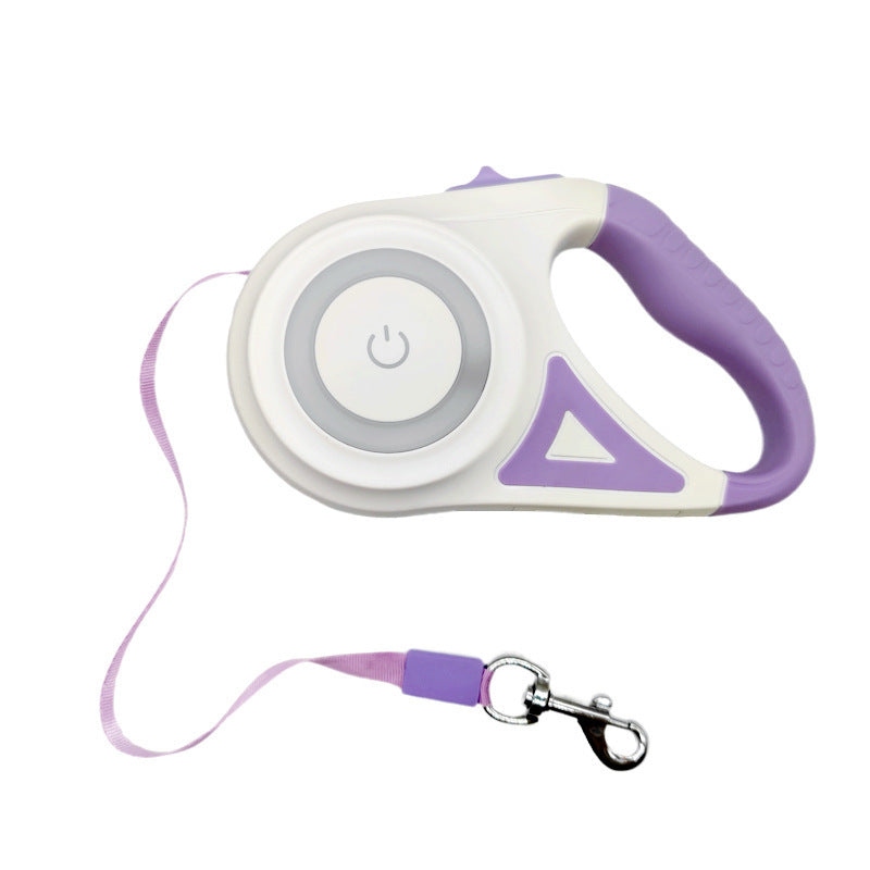 Dog leash with flashlight, anti-slip handle