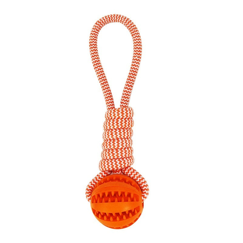 Tug & Treat Dog Toy – Durable Rope & Rubber Ball with Treat Holder
