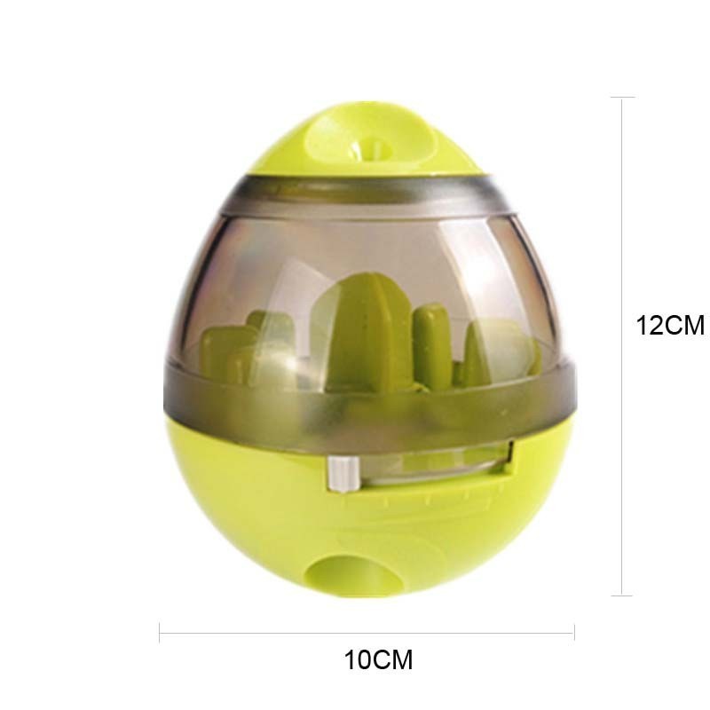 Wobble treat feeder toy for dogs that dispenses snacks slowly