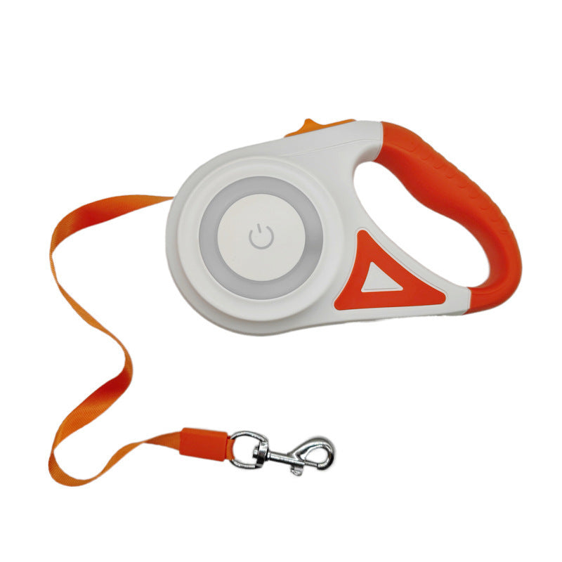 Retractable leash with light for nighttime dog walking