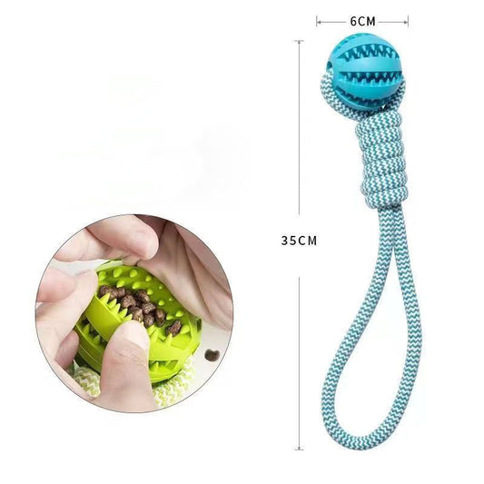 Tug & Treat Dog Toy – Durable Rope & Rubber Ball with Treat Holder