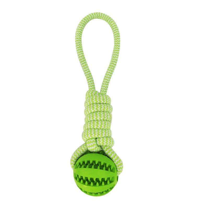 Tug & Treat Dog Toy – Durable Rope & Rubber Ball with Treat Holder