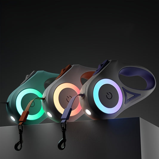 Night Patrol retractable dog leash with LED light