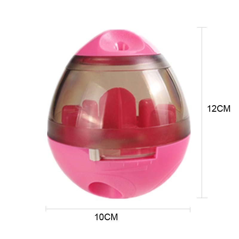 Wobble treat feeder toy for dogs that dispenses snacks slowly