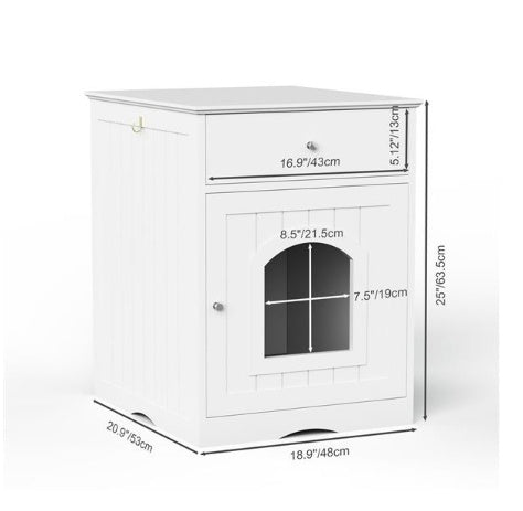 Cat litter box furniture with white finish
