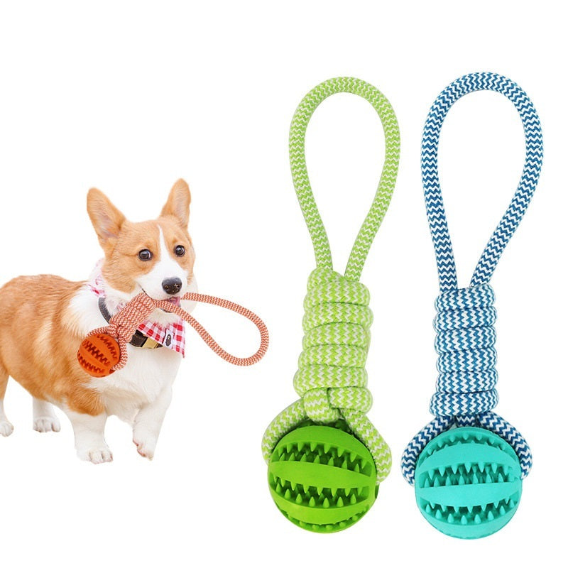 Tug & Treat Dog Toy – Durable Rope & Rubber Ball with Treat Holder